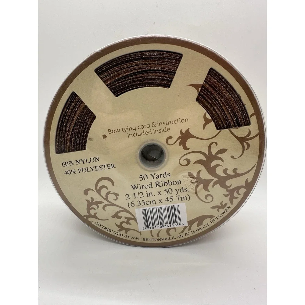 Holiday Red-Gold Mesh Glitter Wire Edged Ribbon Bow Tying Cord 2.5